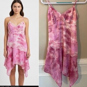 Pink Fairy Babydoll Dress Asymmetric Hem Lace Accent Size S Wild Fable Ethereal